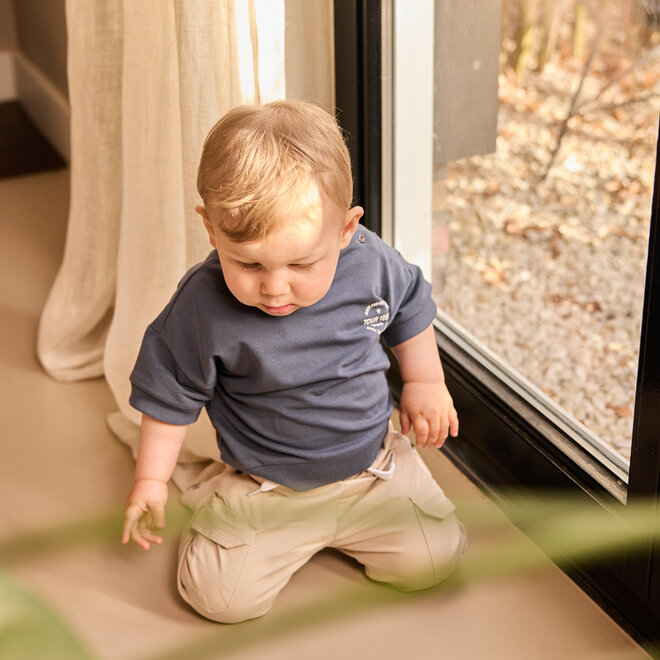 Dirkje jongens sweater korte mouw staalblauw