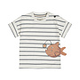 Dirkje boys' T-shirt off-white steel blue striped cotton