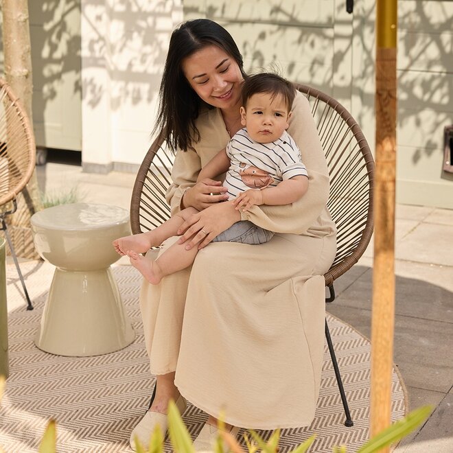 Dirkje jongens T-shirt off white staalblauw gestreept katoen