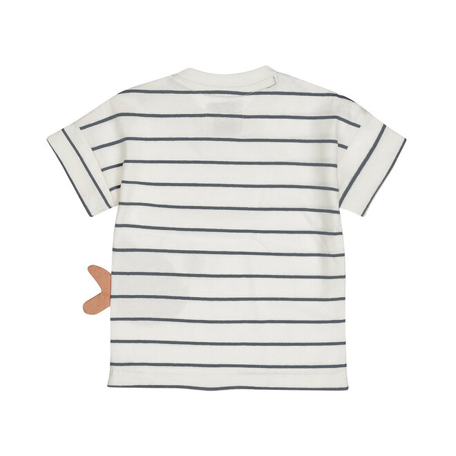 Dirkje boys' T-shirt off-white steel blue striped cotton