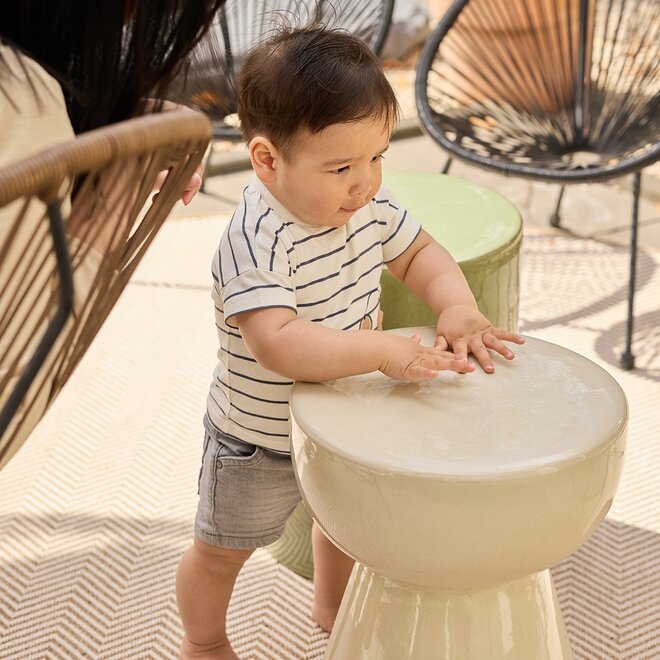 Dirkje boys' T-shirt off-white steel blue striped cotton