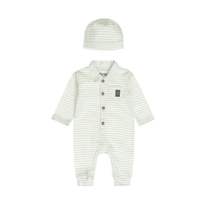 Dirkje boys' baby romper hat off-white striped
