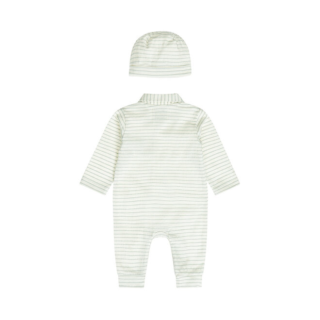 Dirkje boys' baby romper hat off-white striped