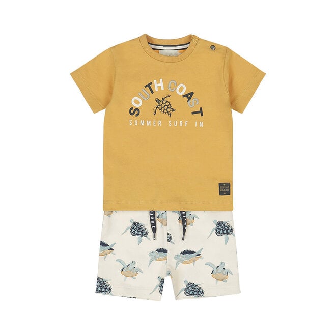 Dirkje jongens set shirt shorts off white camel turtle