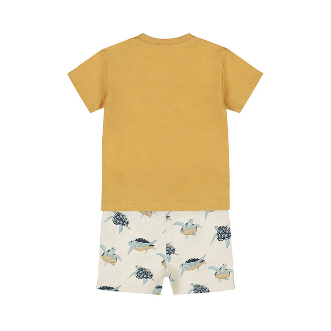 Dirkje boys' set shirt shorts off-white camel turtle