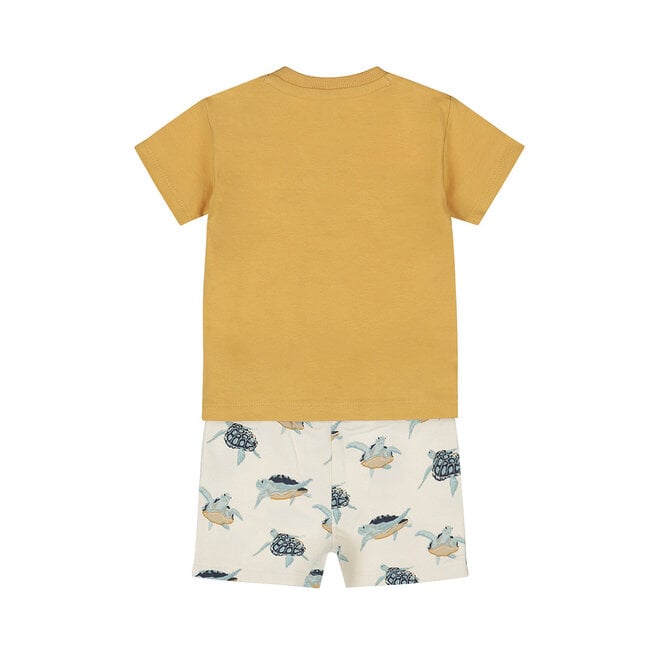 Dirkje jongens set shirt shorts off white camel turtle