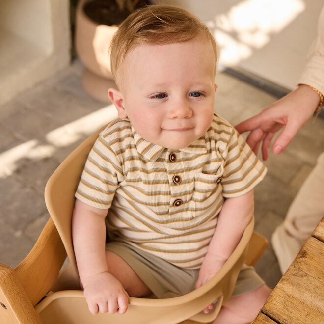 Dirkje jongens set polo shirt shorts zachtgroen gestreept