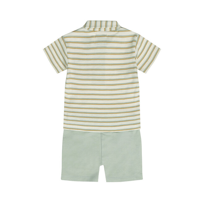 Dirkje jongens set polo shirt shorts zachtgroen gestreept