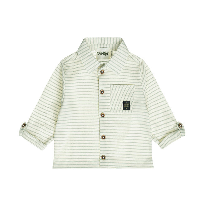 Dirkje boys' blouse off-white soft green striped cotton
