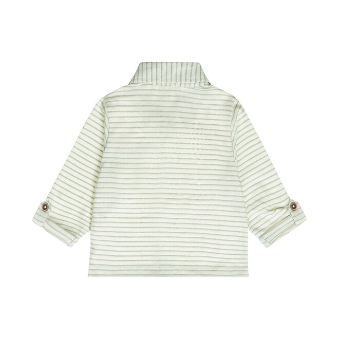 Dirkje jongens blouse off white zachtgroen gestreept katoen
