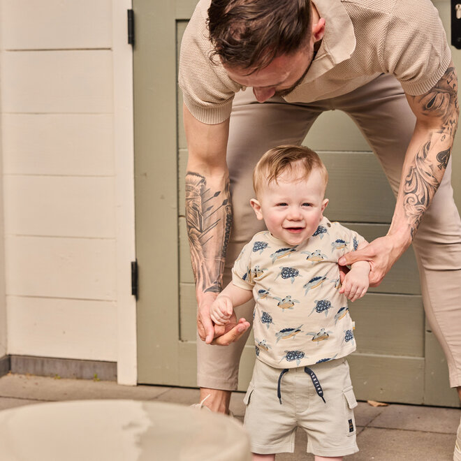 Dirkje boys' T-shirt off-white turtle