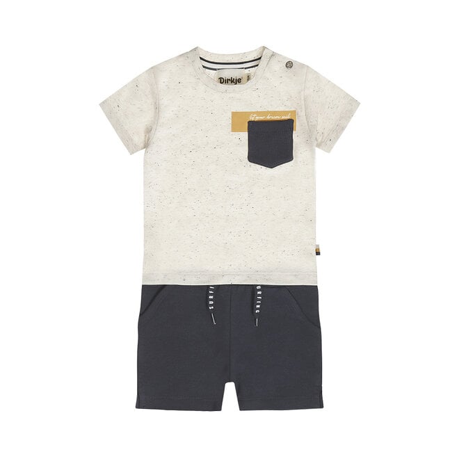 Dirkje Jungen Set Shirt Shorts off white dunkelblau