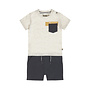 Dirkje jongens set shirt shorts off white donkerblauw