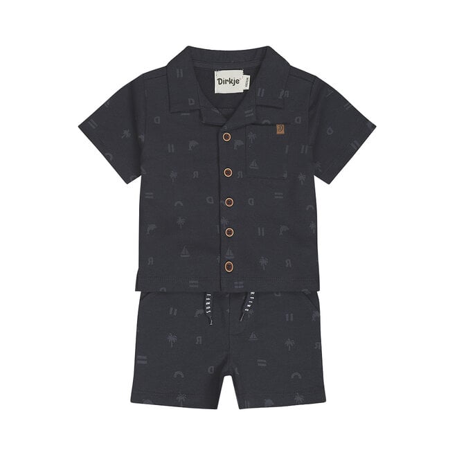 Dirkje boys' co-ord set blouse shorts dark blue