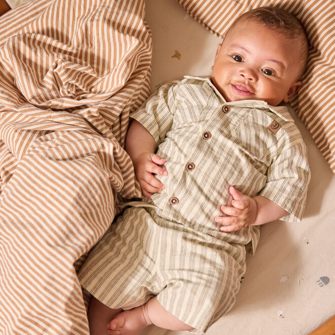 Dirkje Jungen Set Bluse Shorts Off-White Gestreift