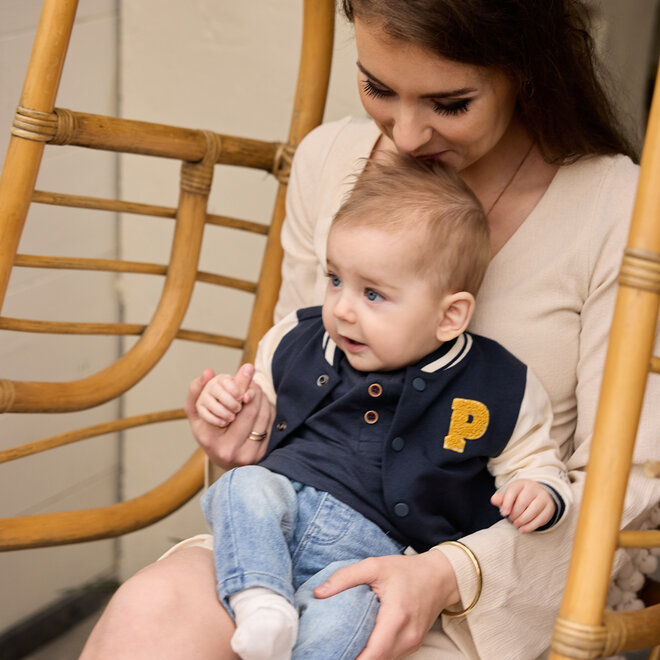 Dirkje boys' T-shirt dark blue buttons