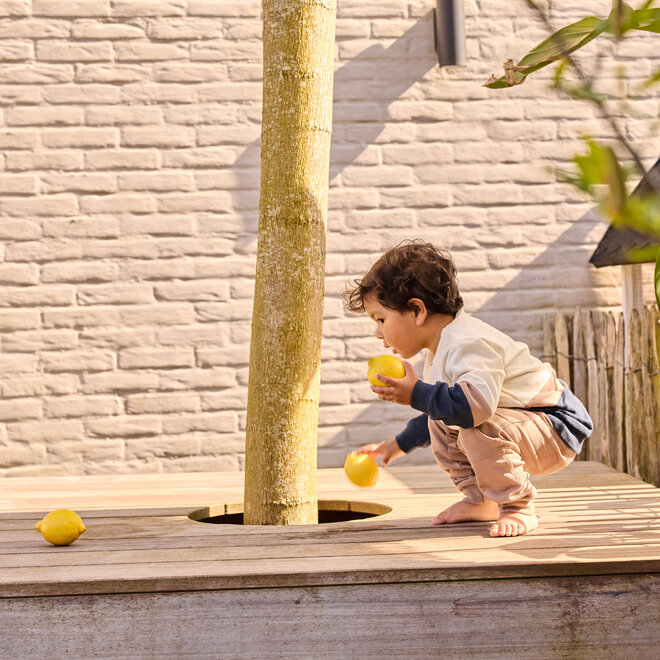 Dirkje jongens set sweater joggingbroek donkerblauw bruin