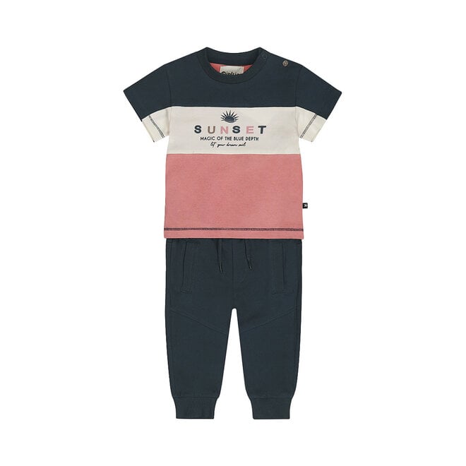 Dirkje boys' set shirt jogging bottoms dark blue old pink