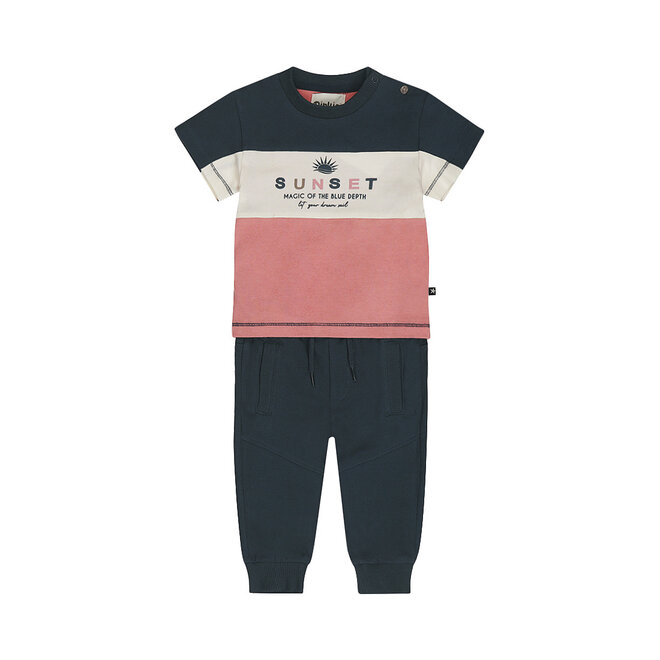 Dirkje boys' set shirt jogging bottoms dark blue old pink