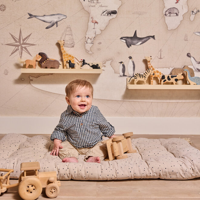 Dirkje Jungenbluse dunkelblau kariert Baumwolle