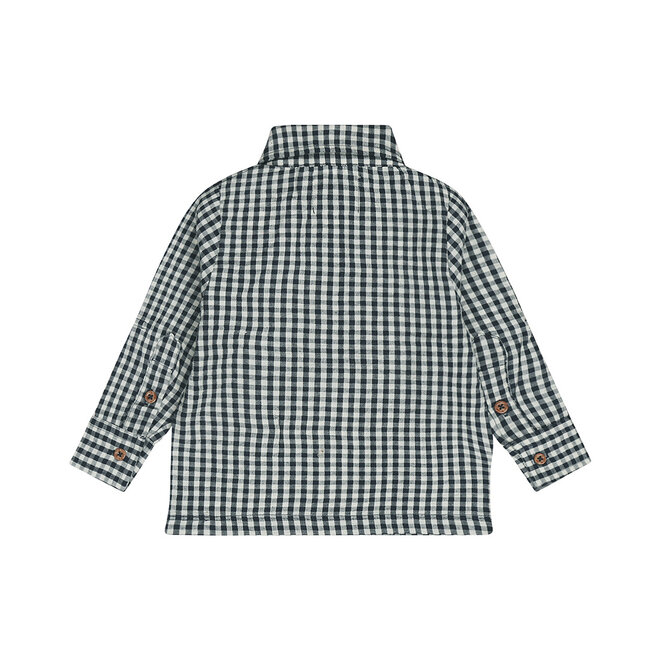 Dirkje boys' blouse dark blue checked cotton
