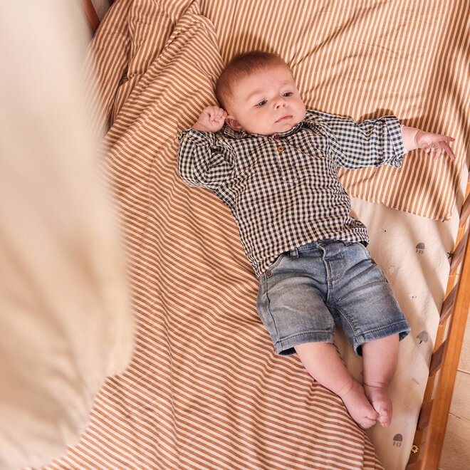 Dirkje boys' blouse dark blue checked cotton