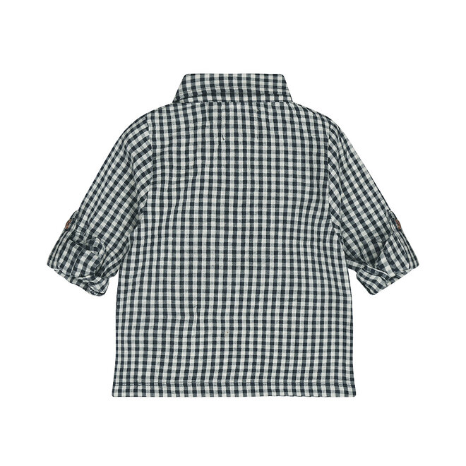 Dirkje boys' blouse dark blue checked cotton
