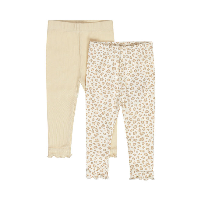 Dirkje girls' set leggings off-white leopard print beige