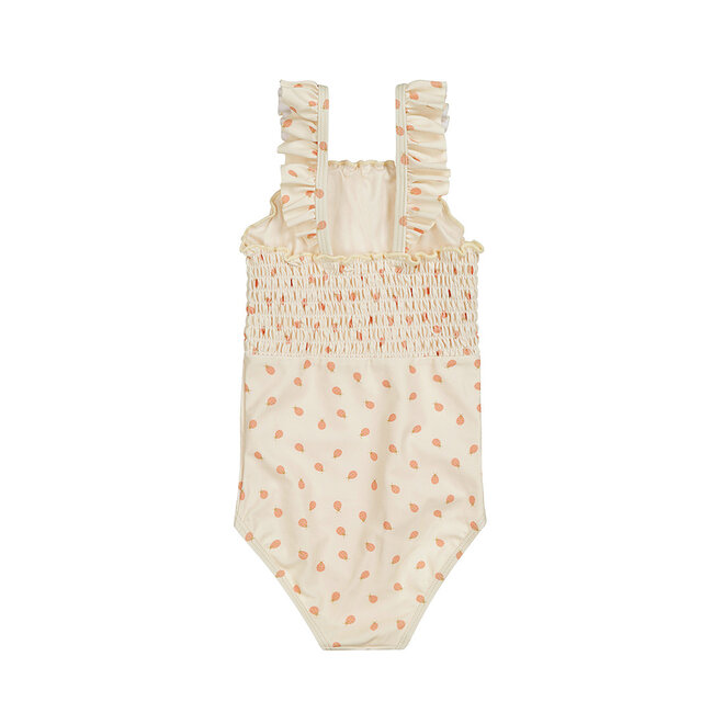 Dirkje meisjes badpak off white lieveheersbeestje