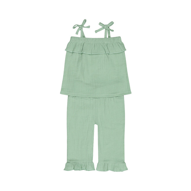 Dirkje meisjes co-ord set top broek groen mousseline