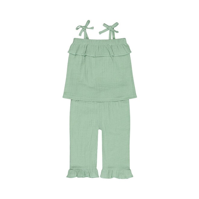 Dirkje girls' co-ord set top trousers green muslin