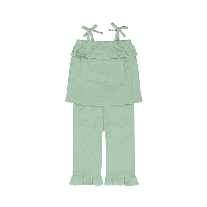 Dirkje meisjes co-ord set top broek groen mousseline