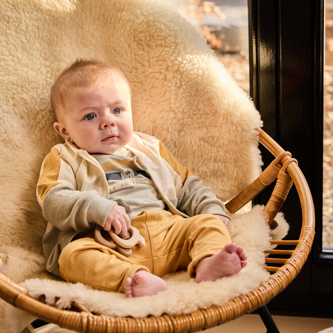 Dirkje jongens set shirt joggingbroek vest zachtgroen camel