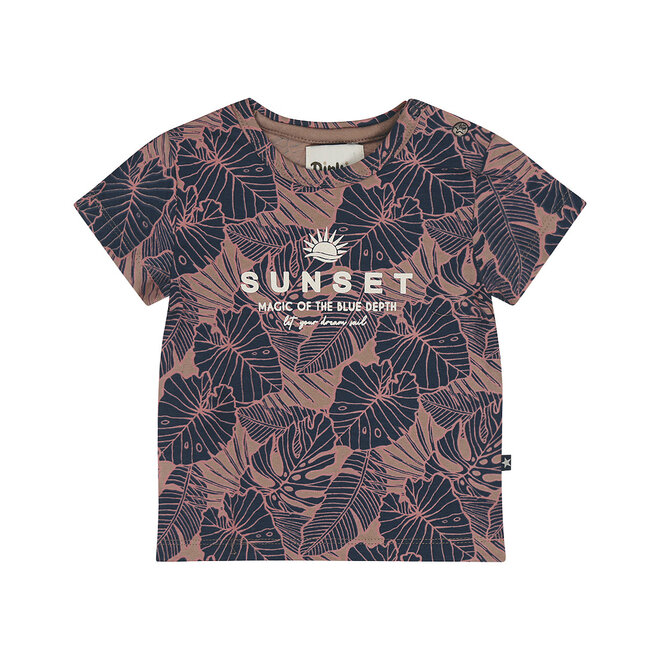 Dirkje Jungen-T-Shirt dunkelblau altrosa tropisch