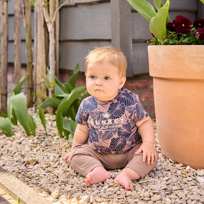 Dirkje boys' T-shirt dark blue old pink tropical