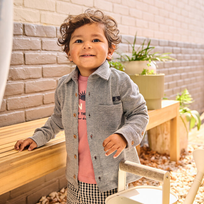 Dirkje boys' shorts dark blue checked cotton