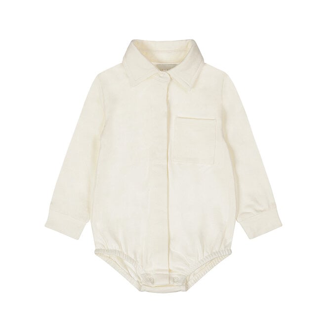 Dirkje boys' baby romper blouse with collar off-white