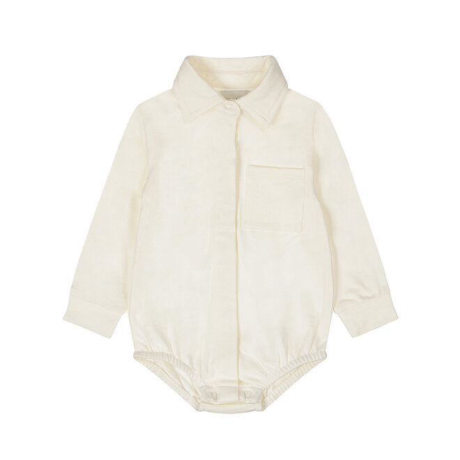Dirkje boys' baby romper blouse with collar off-white