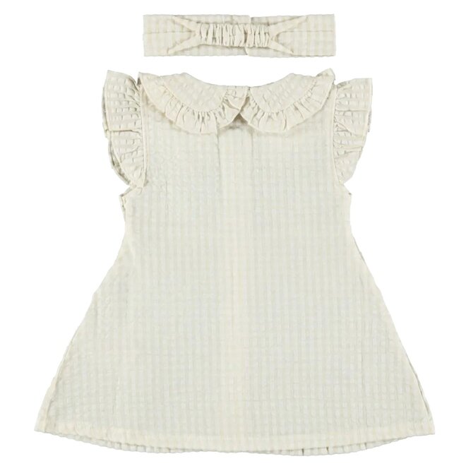 Dirkje Mädchenkleid Haarband sandfarben aus Musselin