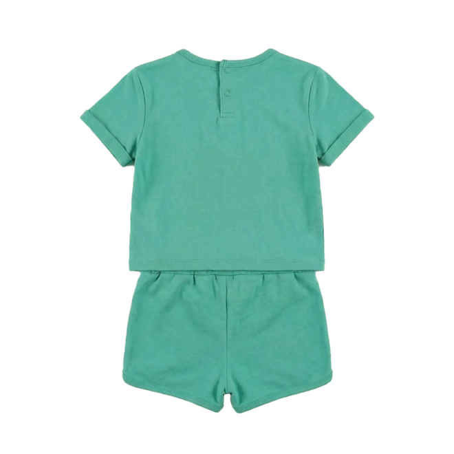 Dirkje girls' co-ord set mint green flower T-shirt shorts