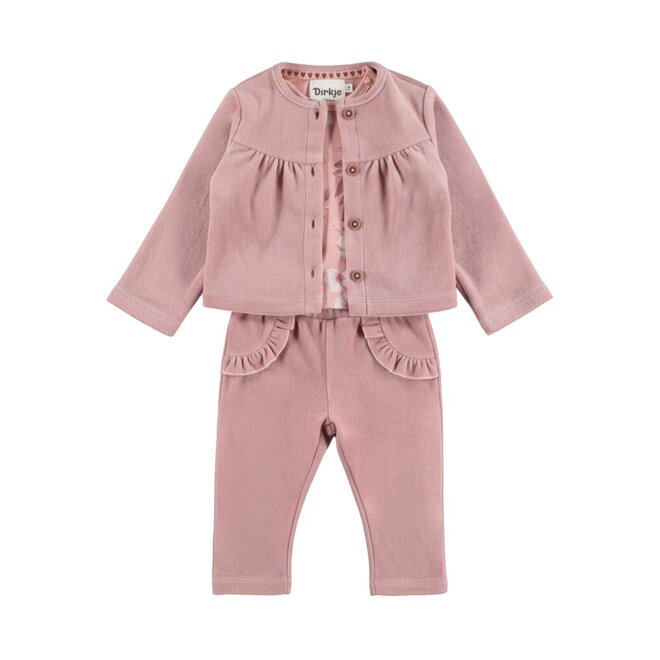 Dirkje meisjes set roze vest shirt broek