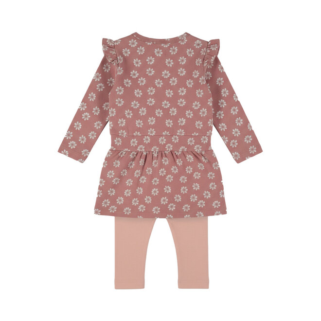 Dirkje meisjes set oudroze jurk en legging bloemen