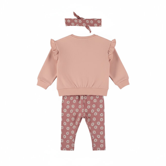Dirkje meisjes set lichtroze sweater legging haarband bloemen