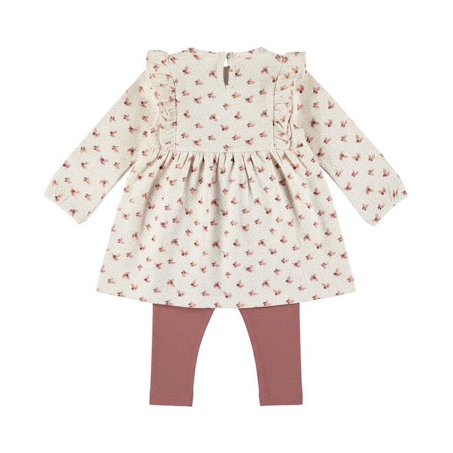 Dirkje meisjes set off white jurk legging bloemetjes