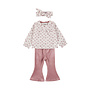 Dirkje Mädchen-Set: cremefarbenes Langarmshirt, Hose, Haarband
