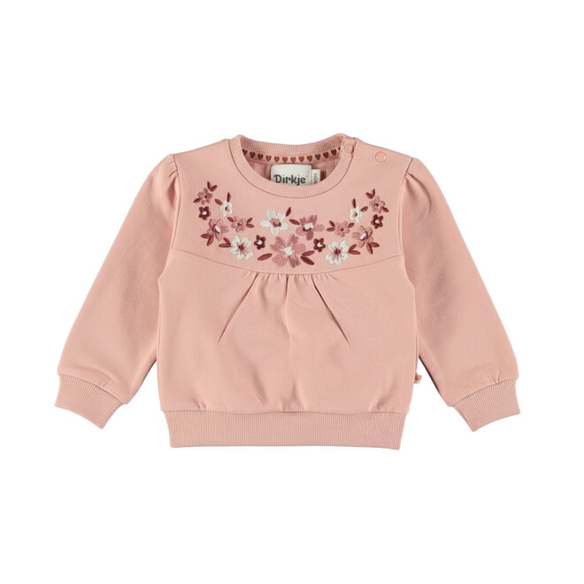 Dirkje girls’ jumper, light pink with flowers