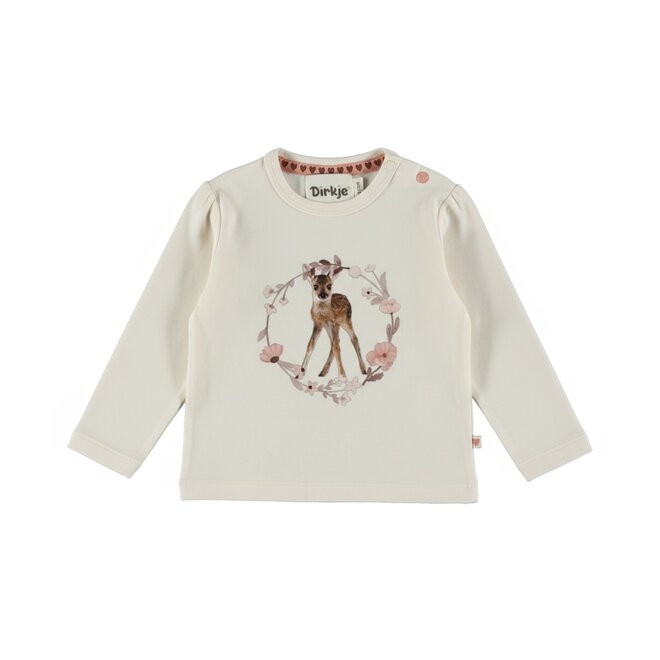 Dirkje meisjes longsleeve off white hertje