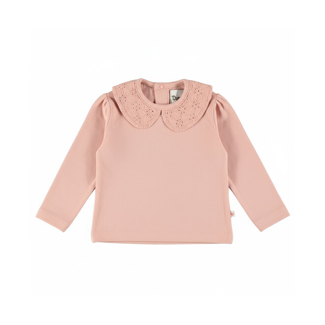Dirkje meisjes longsleeve lichtroze kraagje