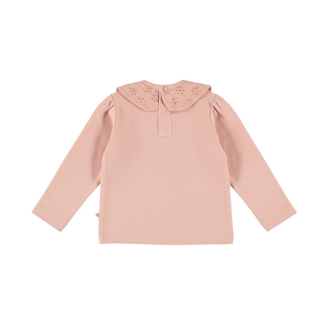 Dirkje girls’ long-sleeved top, light pink with a collar