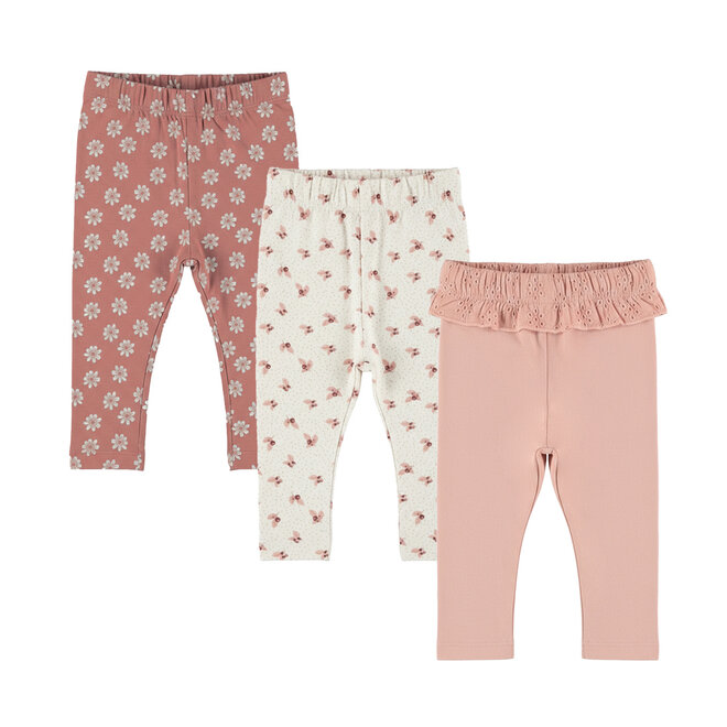 Dirkje girls’ set: leggings, pink and off-white with flowers